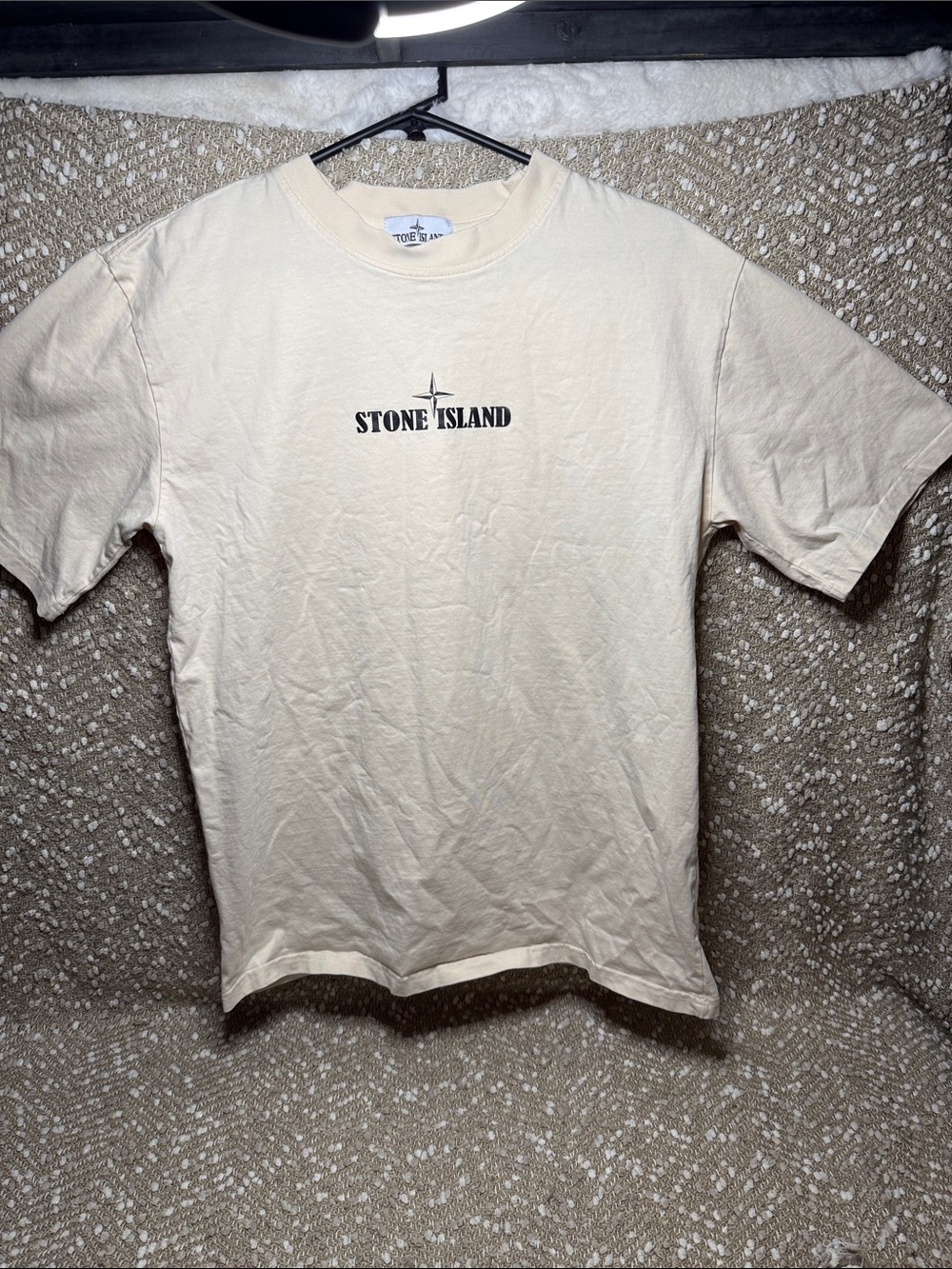 Stone Island Cream Logo Short Sleeve Tee